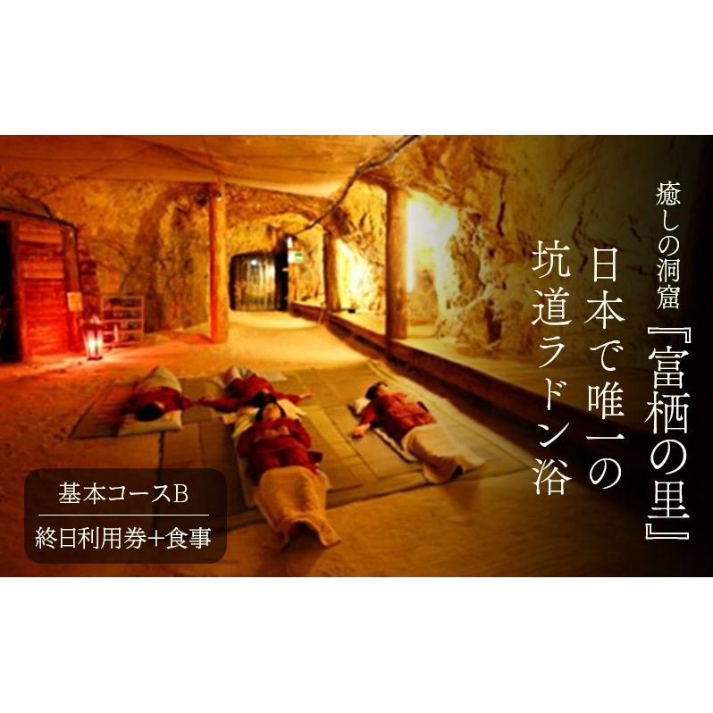 日本で唯一の坑道ラドン浴基本コースB【坑道浴 癒し リフレッシュ リラックス 利用券 お食事付き】