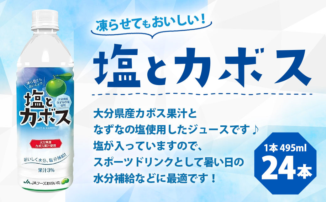 
022-518 塩とカボス 495ml×24本 かぼす なずな ジュース スポーツドリンク
