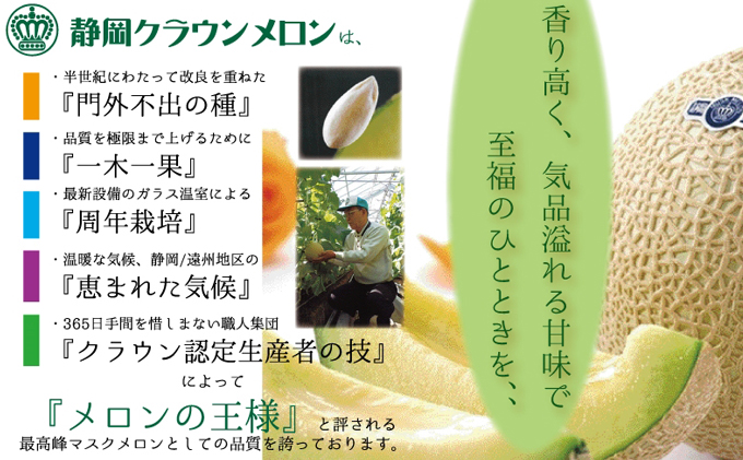 【8ヶ月定期便】『クラウンメロン ”極メロン” 1玉 』 　果物 フルーツ デザート メロン マスクメロン 青肉 高級 ギフト 贈り物 静岡県産 袋井市