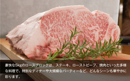 【A5ランク限定】淡路島産黒毛和牛 ロースブロック 5kg　[神戸ビーフ ブロック ステーキ 焼肉 バーベキュー 神戸ビーフ]