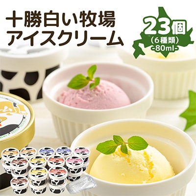 十勝白い牧場 アイスクリーム 6種23個(バニラ ストロベリー チョコ チーズ メロン ハスカップ)【配送不可地域：離島】