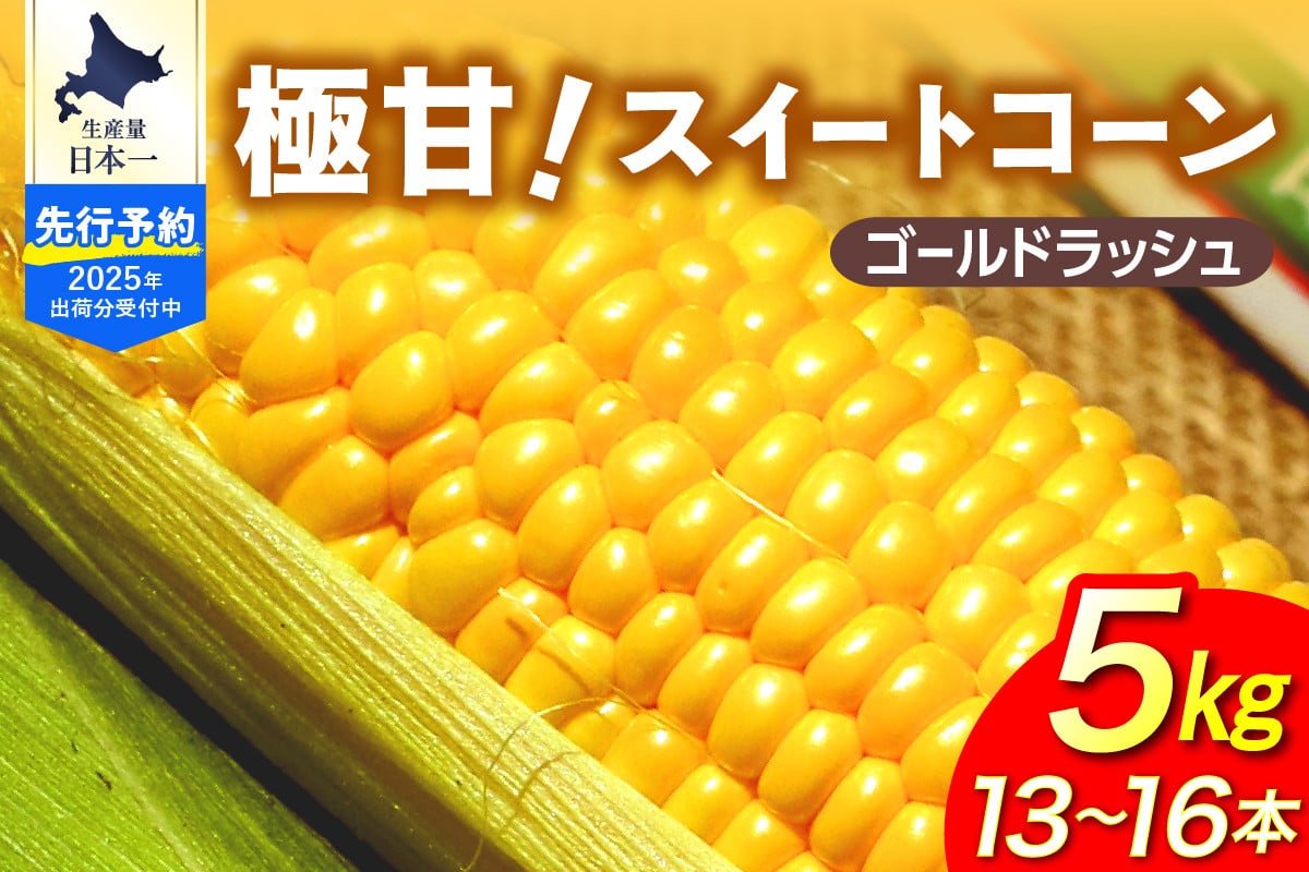 
            【8月15日頃〜9月5日頃発送予定】北海道十勝芽室町 ファームミリオンの極甘スイートコーン 5kg me016-011c-25
          