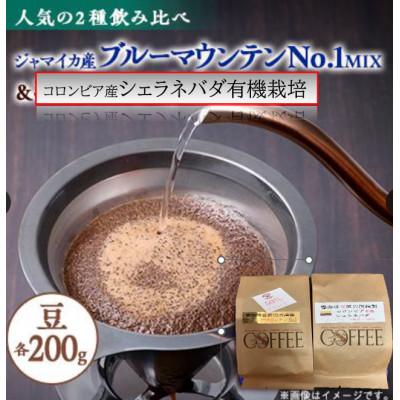 ふるさと納税 茨木市 逸品!ブルーマウンテンNo1ハーフブレンド&amp;コロンビア　シエラネバダJAS非燻蒸非消毒　各200g