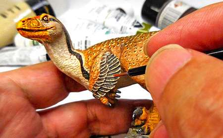 額装 始祖鳥 復元模型　荒木恐竜工房　恐竜　模型 1 翼：ブルー系 ボックス額：白色