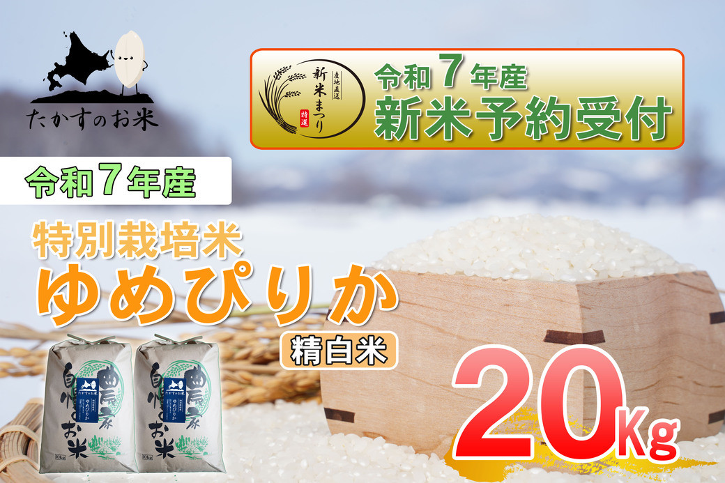 
            【令和7年産】 ゆめぴりか (精白米) 北海道 米 を代表する人気の品種 10kg×2袋 20kg 北海道 鷹栖町 たかすのお米 米 コメ こめ ご飯
          
