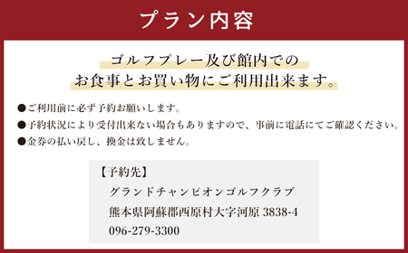 グランドチャンピオンゴルフクラブ 利用補助券 3,000円分 (1,000円×3枚) ゴルフ 食事 金券 利用券 補助券