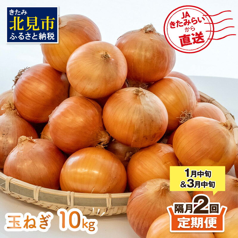 【ふるさと納税】【隔月2回(1月・3月)定期便】JAきたみらいから直送する新鮮玉ねぎ 10kg Lサイズ以上 ( ふるさと納税 野菜 ふるさと納税 定期便 玉葱 たまねぎ 期間限定 秋 旬 )