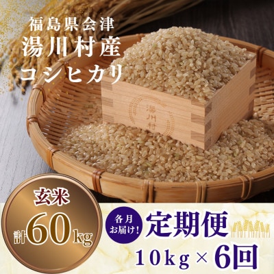 【発送月固定定期便】湯川村産コシヒカリ 玄米10kg(R8.10・12・R9.2・4・6・8)全6回【4091518】