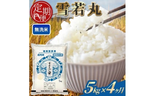 【4回定期便】令和7年産 ［無洗米］雪若丸　5kg×4回(計20kg) SI0056