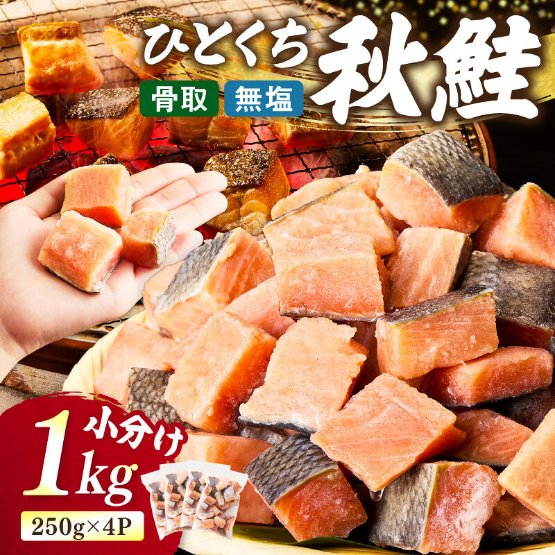 【ふるさと納税】《14営業日以内に発送》【骨取り済・無塩】北海道オホーツク海産 秋鮭ひとくちカット切身 1kg (ふるさと納税 鮭 しゃけ シャケ 秋鮭 サイコロカット 簡単調理 北海道産 秋 旬 )