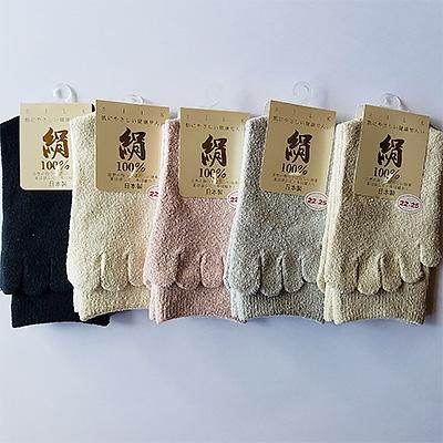 ふるさと納税 泉大津市 日本製　絹　5本指　レディース　ソックス　5色組