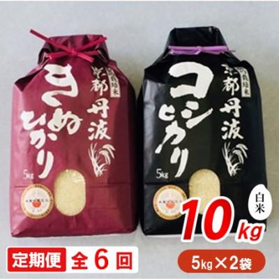 ふるさと納税 南丹市 【毎月定期便】契約栽培米　京都丹波産こしひかり100%(5kg)・きぬひかり100%(5kg)全6回