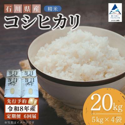 ふるさと納税 小松市 【先行予約】【6ヶ月定期便】令和8年産 石川県産コシヒカリ 精米 計20kg(5kg×4袋)×6回便