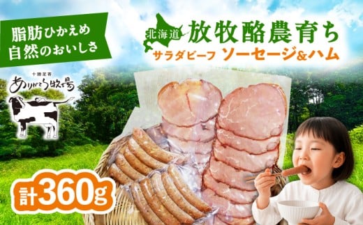 ＼TVで話題／【11月中旬以降順次発送】 サラダビーフ ソーセージ&ハムセット（ソーセージ100g×2袋・ボンレスハム80g×2袋）《足寄町》【ありがとう牧場】ソーセージ ハム 牛肉 ビーフ 肉 ミート 牛 焼肉 牛丼 カレー 北海道 13000 13000円 [BEAH007]