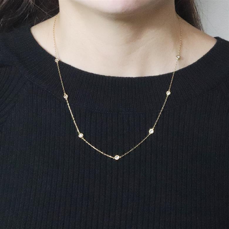 K18　1.00　ダイヤモンドステーションネックレス　BQ203