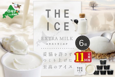 【毎月定期便】 THE ICE エキストラミルク6個×11ヵ月定期便 be003-1065-100-11　（ あいす アイス アイスクリーム ミルク 北海道 別海町 人気 ふるさと納税 ）