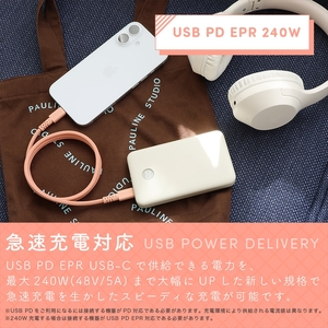 MOTTERU(モッテル) マグネットケーブル PD240W対応 USB-C to USB-C 1m 磁力でまとまる 急速充電 データ転送 アーモンドミルク 2年保証 (MOT-MGCC100) 【 