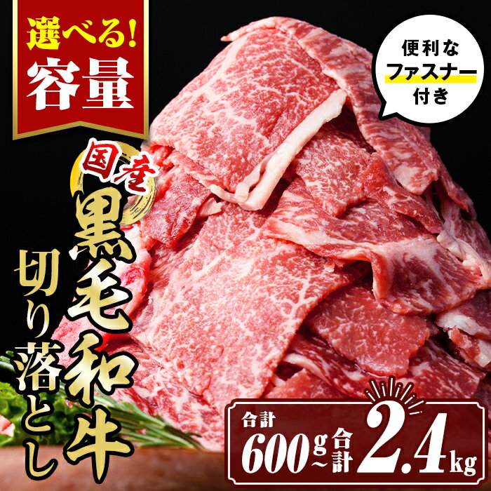 【ふるさと納税】〈容量を選べる〉黒毛和牛切り落とし (合計600g〜合計2.4kg) 国産 真空包装 真空パック ファスナー 小分け 切落とし 牛 うし 牛肉 アウトドア BBQ 冷凍【サンキョーミート株式会社】
