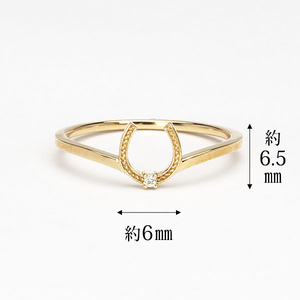 ホースシュー 馬蹄 ダイヤモンド リング k18 イエローゴールド製 drmcf13d