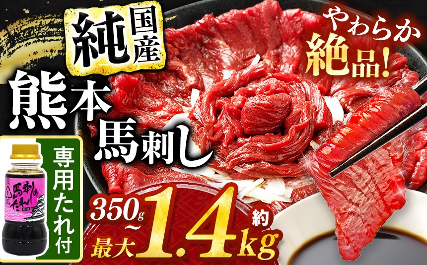 
            希少な 純 国産 赤身 馬刺し 選べる 内容量 約 350g ～ 1,400g タレ付き 馬肉 ブロック | 肉 にく お肉 おにく 馬 馬肉 馬刺 赤身 小分け 専用タレ 熊本県 玉名市
          