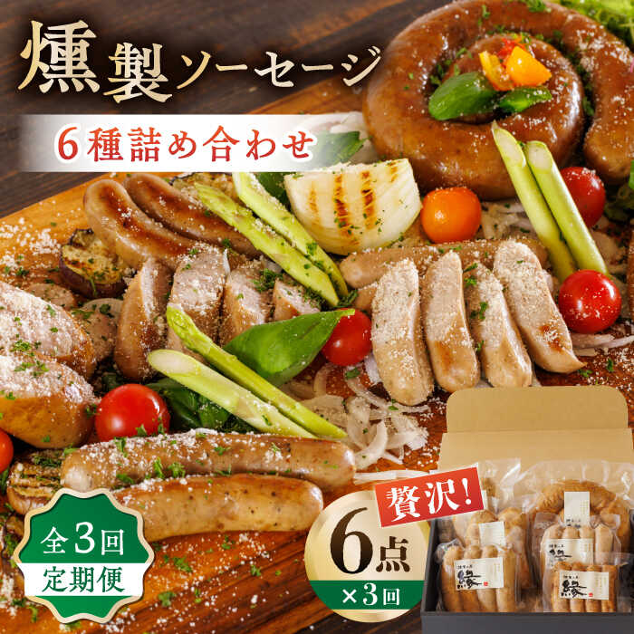 【ふるさと納税】【3回定期便】燻製 ソーセージ 6種詰め合わせ ウインナー フランクフルト スモーク 詰合せ 熊本県 特産品 6点 セット 豚肉 ポーク 冷凍 真空パック 深燻 粗挽 おかず 晩酌 ビール や お酒 に合う おつまみ 国産 九州 山鹿 送料無料【燻製工房 縁】[ZBF021]