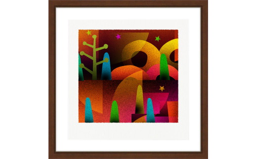 【絵画】 ピエゾグラフ 「塔と輪」 額装サイズ 266mmx266mm 【 しかくいえ ピエゾグラフ 額入り 額縁付 アート インテリア 現代版画 絵画 版画 贈り物 贈答 プレゼント ギフト 綾部 京都 】
