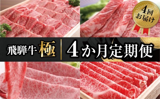 
                  飛騨牛"極" 4か月 定期便 焼肉・しゃぶしゃぶ・ステーキ・すき焼き 堪能コース | 飛騨牛 肉 和牛 すきやき やきにく お楽しみ 4回 国産牛【ごちそう】 贅沢飛騨牛
                