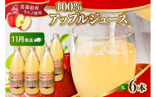 【2024年11月発送】青森県産完熟100％りんごジュース1L×6本