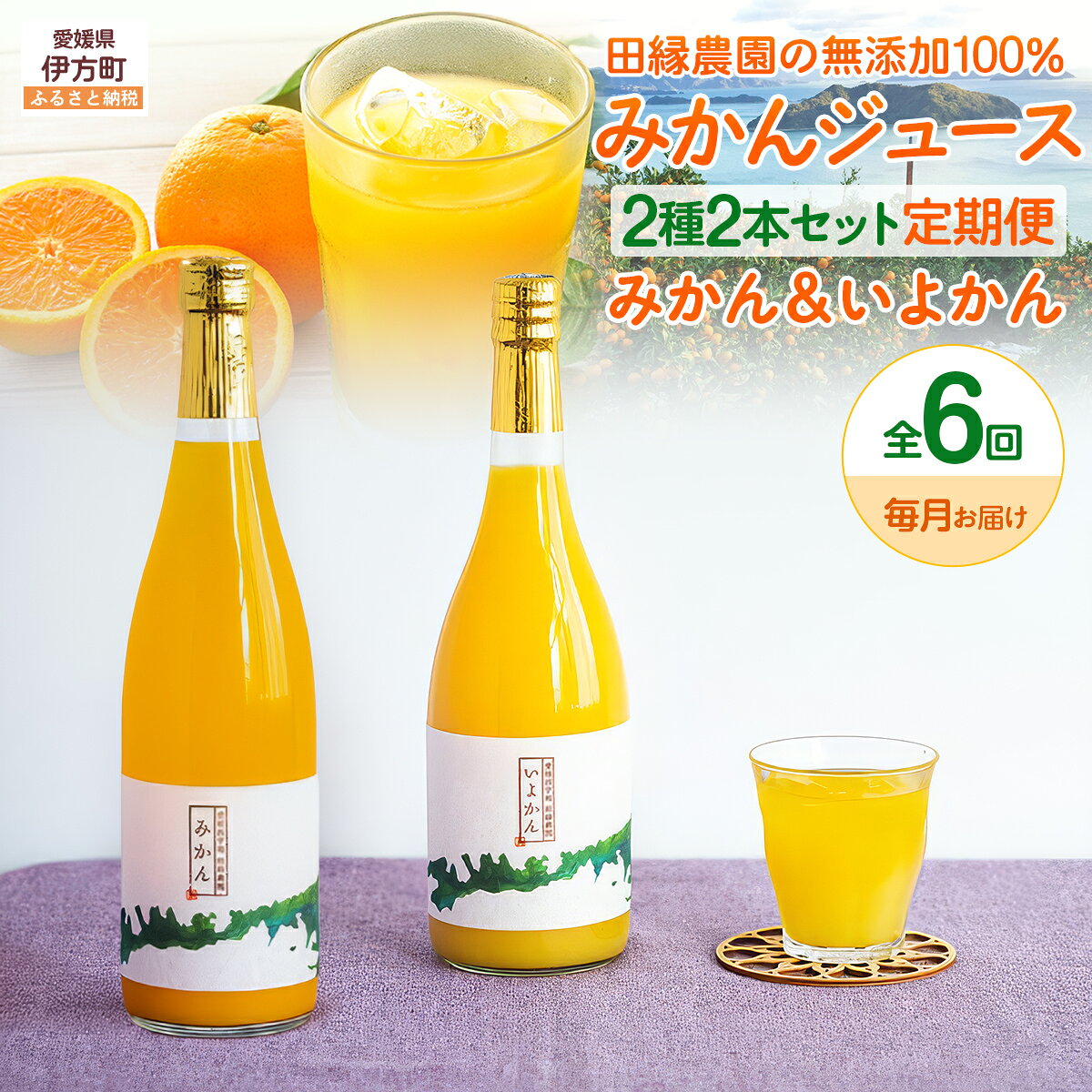【ふるさと納税】【6ヶ月定期便】田縁農園 2種みかんジュース（みかん いよかん）セット 全6回 IKTA048