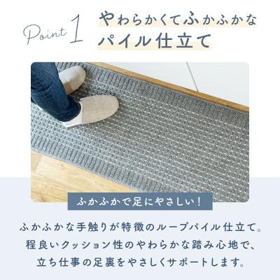 ふるさと納税 和泉市 泉州産 洗えるキッチンマット 45×210cm　ブルー(cubedot) |  | 02