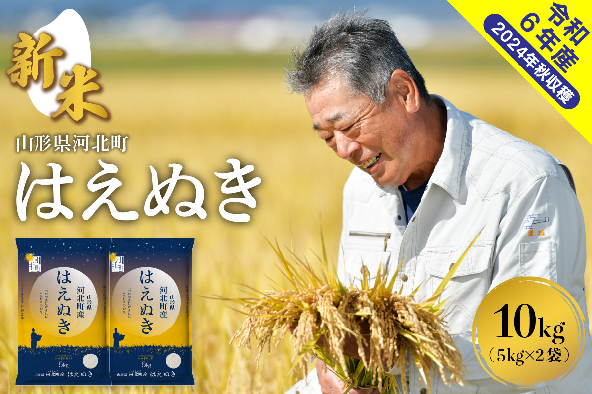 
            【令和6年産米】※選べる配送時期※ はえぬき10kg（5kg×2袋） 山形県産【米COMEかほく協同組合】
          