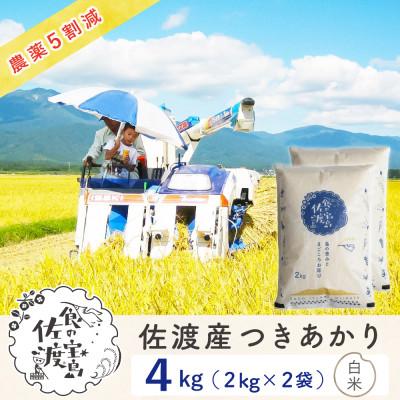 ふるさと納税 佐渡市 佐渡島産つきあかり 白米4Kg(2Kg×2袋) 土屋農園 令和7年産 〜栽培期間中農薬5割減〜