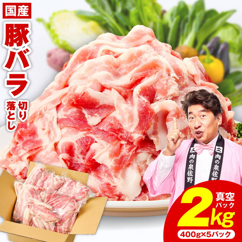 【ふるさと納税】【訳あり】 豚バラ 切り落とし 数量限定 2kg 国産豚 スライス 味付け 豚肉 400g×5P 時短 簡単調理 だしタレ付き 万能肉 小分け 部位不揃い 豚汁 炒め物 肉じゃが 和食 お弁当 冷凍 大阪府 泉佐野市 送料無料 肉の泉佐野