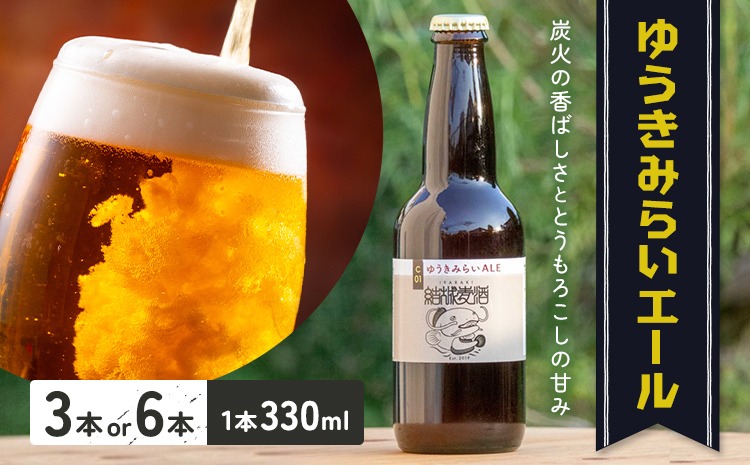 ビール ゆうきみらいエール 330ml × 3本 6本 株式会社結城麦酒《30日以内に出荷予定(土日祝除く)》茨城県 結城市 ビール 酒 エール クラフトビール 瓶 国産---yuki_mgi_20_3b---