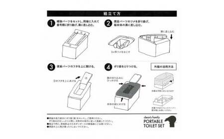 【防災アイテム】クリーンズファミリー 簡易トイレ付トイレセット 100回 トイレットペーパー 200m