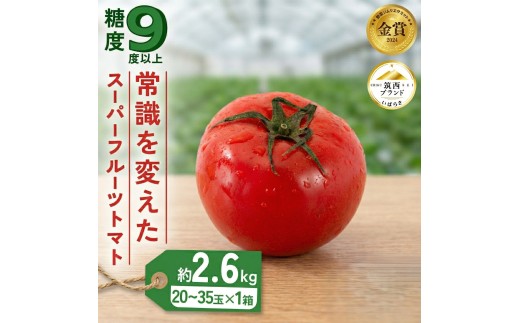 トマト スーパーフルーツトマト 約2.6kg × 1箱 ( 大玉 20～35玉)  金賞受賞 高糖度 野菜ソムリエサミット 2027年産 とまと tomato  糖度9度 以上 野菜 甘い 酸味 フルーツトマト 夏野菜 夏 やさい リコピンフルーツ トマト 関東 茨城 筑西