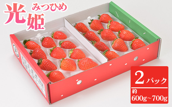 
No.269 光姫（イチゴ）約600g～約700g（2パック） ／ 苺 いちご 果物 大阪府
