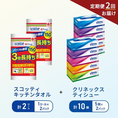 ふるさと納税 岩沼市 【6ヶ月ごと計2回お届け】ティッシュ+キッチンペーパー2P[No.5704-1799]