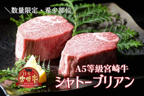 【限定・プレミアムシリーズ】厳選宮崎牛メス指定　Ａ５等級シャトーブリアン　400ｇ（国産 牛肉 国産牛 和牛 黒毛和牛宮崎牛 赤身 ヒレ シャトーブリアン ステーキ 焼肉）