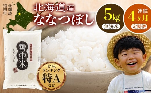 
            【定期便4ヶ月】ななつぼし 無洗米 5kg（5kg×1袋） 2026年5月発送開始 雪冷気 籾貯蔵 雪中米 北海道 nr-0939
          