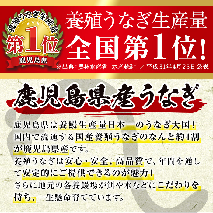 i853-A ＜定期便・計3回(連続月)＞鹿児島県産うなぎ蒲焼2尾セット＜(約140g×2・計約280g)×全3回＞【薩摩川内鰻】