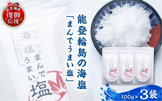 輪島の天然塩！まんでうまい塩×3パック【南谷良枝商店】wa058-007