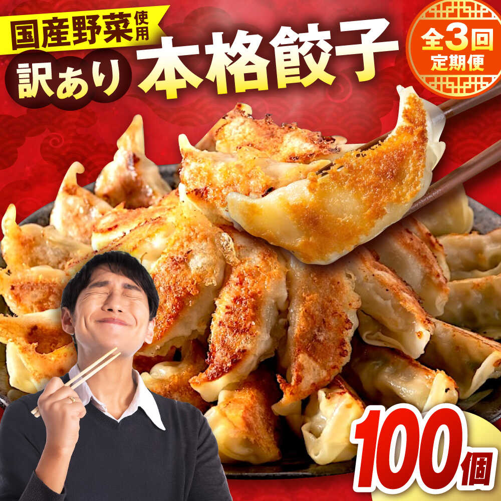 【ふるさと納税】【全3回定期便】 訳あり 本格餃子 100個セット 餃子 冷凍餃子 ぎょうざ 大容量 冷凍 定期便【株式会社オウモリ食品】[AKHQ004]