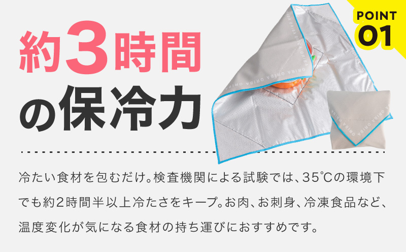 ORIBA 保冷ふろしき40（小）ブルー【風呂敷 ふろしき 保冷バッグ エコバッグ 日用品 雑貨 鞄 かばん 夏 保冷 ALOHAS 大阪 泉佐野 大阪府 泉佐野市】