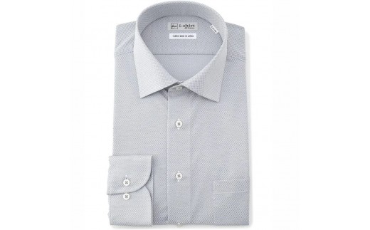 ［P.S.FA］i-shirt（アイシャツ）メンズ 長袖 ロンビック柄 セミワイド M.グレー Mサイズ（首回り39cm／裄丈82cm）