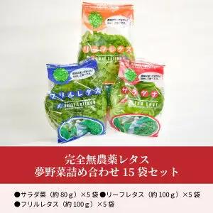 完全無農薬レタス　夢野菜詰め合わせ15袋セット F01003