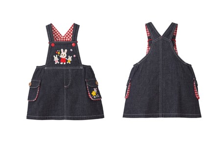 【ミキハウス】うさこ刺繍ジャンパースカート 赤・Ｍサイズ（81-17-R-M）こども 子ども服 子ども 子供 子供服 播州織 mikihouse ミキハウス
