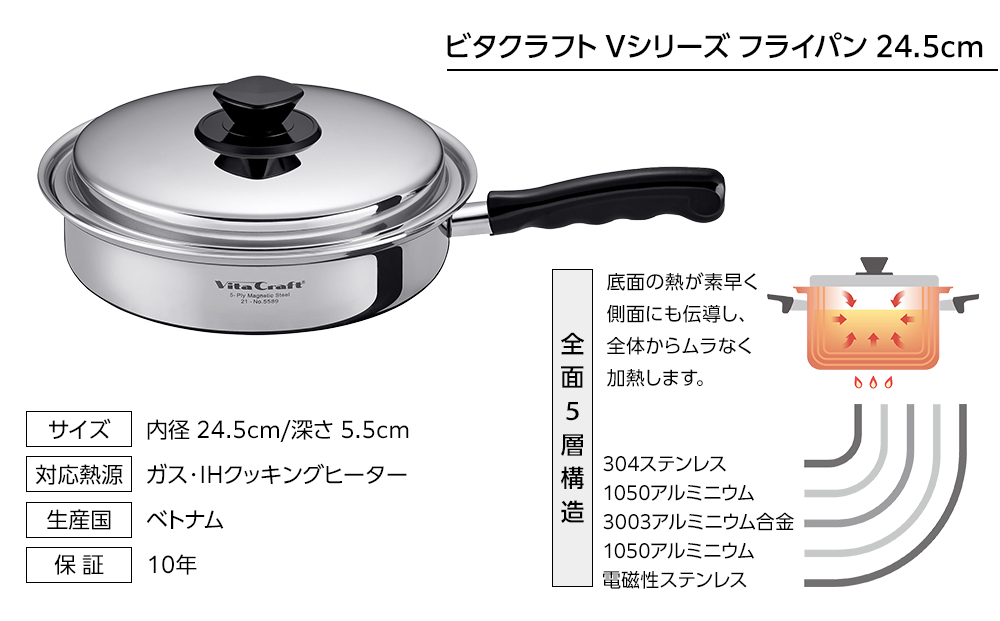 ビタクラフト Vシリーズ フライパン 24.5cm 5589