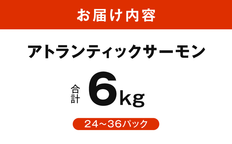 アトランティックサーモン 6kg【小分け ポーション 柵切り 刺身 魚介 海鮮 さーもん 生食 訳あり サイズ不揃い】 G3804