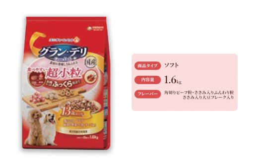 グラン・デリ ふっくら仕立て食べやすい超小粒 13歳以上用 1.6kg×4袋 ペットフード ドッグフード 犬のごはん 犬用フード 犬 ペット ソフト ユニ・チャーム ペット ユニ・ケアー [№5275-0462]